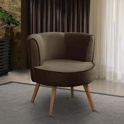 Poltrona Para Sala Decorativa Isa Suede Marrom Adonai Estofados - 1