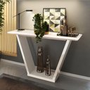 Ver imagem 1 de Aparador Fratello Sala Quarto Casal Tampo Arredondado Chanfrado Madeira MDF Branco Off White