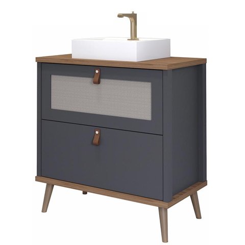 Gabinete de Banheiro Veneto com Cuba 80cm Titanium/freijo - Mgm