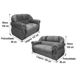 Sofá 2 e 3 Lugares Bege com Marrom 602/603 Corsa - 4