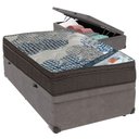 Ver imagem 1 de Cama Box Baú Cinza e Colchão Iso Superpocket Molas Ensacadas Solteiro Ortobom