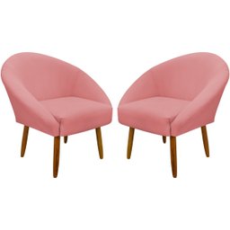 Kit 2 Poltronas Decorativa para Sala Recepção Manicure Consultório Stella Suede - 1