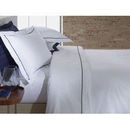 Jogo de Cama Festone Clássico 200 Fios Branco/Marinho - Casal - 2