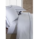 Ver imagem 1 de Jogo de Cama Festone Clássico 200 Fios Branco/Marinho - Casal