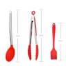 Kit Utensilios de Cozinha de Silicone Vermelho Cabo Inox K4 - 4