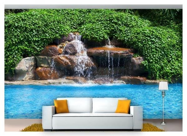 Papel De Parede Cachoeira Natureza Mata 3D Nch110 - 1