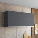 Ver imagem 1 de Armário Aéreo Caleus 120cm 3 Portas MDP Porta Bater Cinza Fosco AJL Móveis