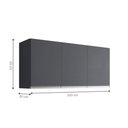 Ver imagem 2 de Armário Aéreo Caleus 120cm 3 Portas MDP Porta Bater Cinza Fosco AJL Móveis