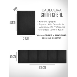 Kit 5 Módulos de Cabeceira Cama Box Casal Estofada Modulada 1,50mx40cm - 8