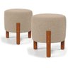 Puff Redondo Luxo Decorativo Charme - Bege Linho - 3