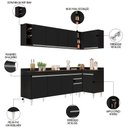 Ver imagem 3 de Armário de Cozinha Modulado de Canto Esquerdo 5 Peças Cp53 Balcão com Tampo Preto - Lumil Lumil Móve