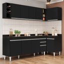 Ver imagem 1 de Armário de Cozinha Modulado de Canto Esquerdo 5 Peças Cp53 Balcão com Tampo Preto - Lumil Lumil Móve