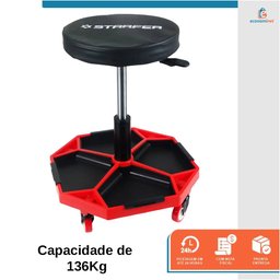 Banqueta Banquinho para Mecânico Profissional Assento Giratório com Rodas - Starfer - 7