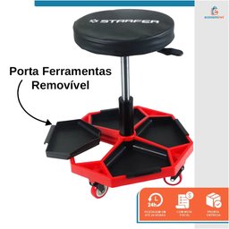 Banqueta Banquinho para Mecânico Profissional Assento Giratório com Rodas - Starfer - 2