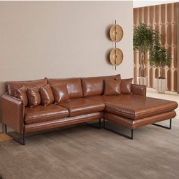 Sofá Jade com Chaise Lateral Direita 2,84m Corino - 2