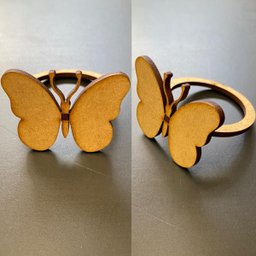12 Argolas Porta Guardanapos Anel Borboleta em Mdf - 5