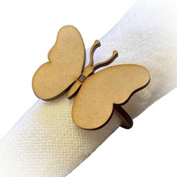 12 Argolas Porta Guardanapos Anel Borboleta em Mdf - 1