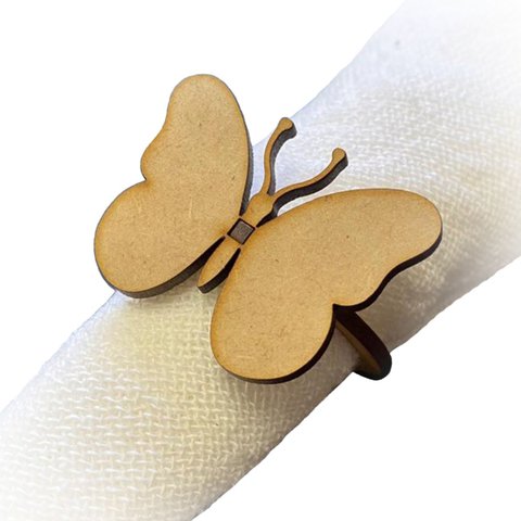 12 Argolas Porta Guardanapos Anel Borboleta em Mdf