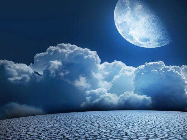Papel De Parede Lua Noite Nuvens Céu 3D Lua51 - 2