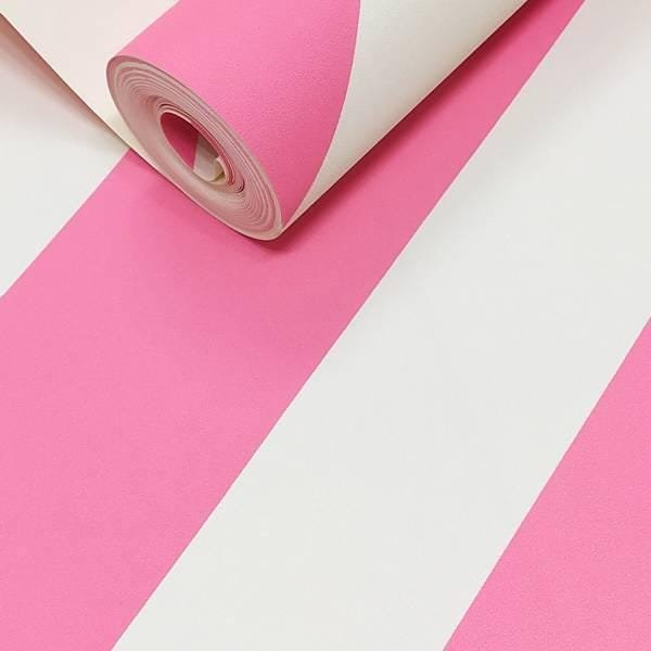 Papel De Parede Infantil Chevron Rosa Com Branco - 2