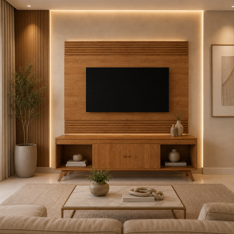 Painel Completo com Rack Savoir – Belaris Móveis:Naturalle