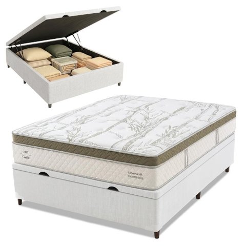 Cama Box Baú Casal Molas Ensacadas Euro Pillow Charlot 138x188x74cm Herval