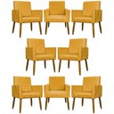 Ver imagem 1 de Kit 8 Poltronas Decorativas Mari Pé Palito Castanho - Mostarda Suede