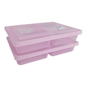Kit 02 Porta Frios Organizador Duplo Plástico Translucido Cor:rosa