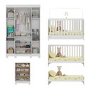 Ver imagem 5 de Quarto de Bebê Completo com Berço Americano 3 em 1 Colchão Fofura Multimóveis Mp4665 Branco