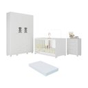 Ver imagem 1 de Quarto de Bebê Completo com Berço Americano 3 em 1 Colchão Fofura Multimóveis Mp4665 Branco