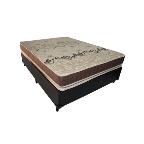 Cama Base Box Viúva+ Colchão de Espuma D28 Dupla Face - Pillow Top -confort - Anjos:preto