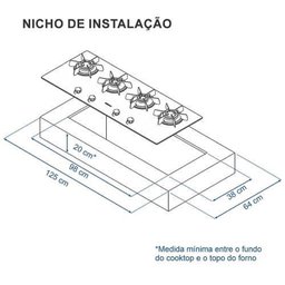 COOKTOP LINEAR 4 BOCAS VENAX ARENA PRETO GAS GLP - 3