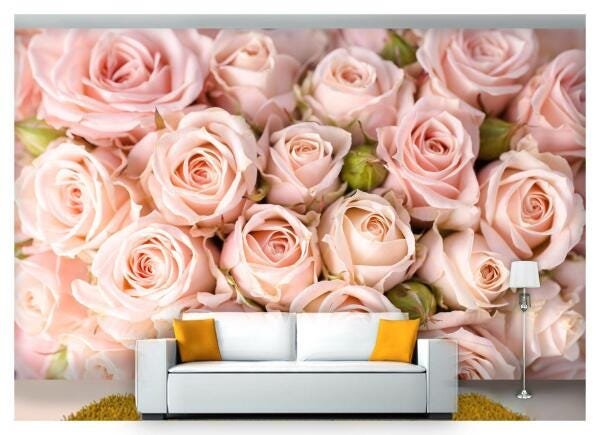 Papel De Parede Flores Rosas Romântico 3D Nfl207 - 1