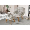 Ver imagem 1 de Conjunto Poltrona Linho Luxuosa + Puff Sênior Almofadada:branco Off Linho