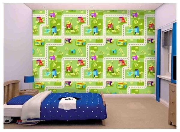 Papel De Parede Infantil Mini Cidade Carrinho Azs79 - 1