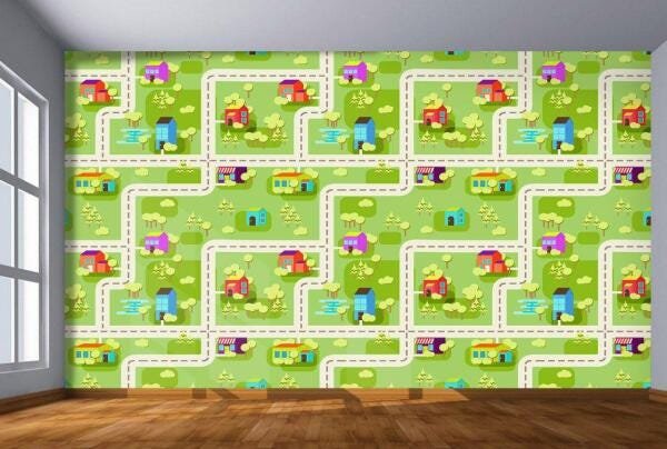 Papel De Parede Infantil Mini Cidade Carrinho Azs79 - 2