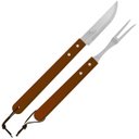 Ver imagem 1 de Kit Churrasco 2 Peças Garfo e Faca Cabo Madeira Longo | Art House