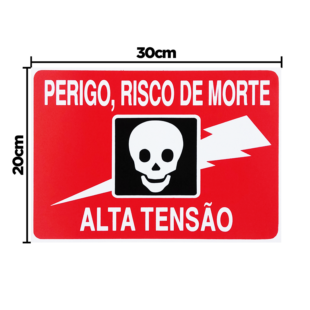 Combo 6 Placas De Sinalização Perigo Risco De Morte Alta Tensão 30x20 Acesso - S-221 F9e - 2