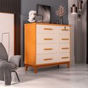 Ver imagem 1 de Cômoda Para Quarto 8 Gavetas Detroit Nature/ Off White - Cor: Bege