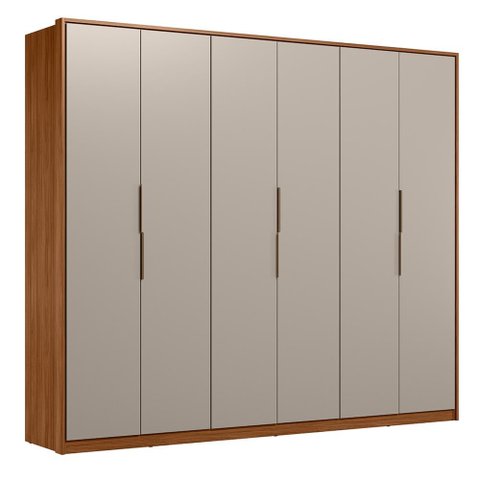 Guarda Roupa Casal Atrice 6 Portas Nogueira Touch/nude Prime Tx - Demartêz