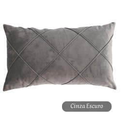 Capa Almofada Veludo Retangular Baguete 30x50 - Cinza Escuro - 1