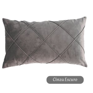 Capa Almofada Veludo Retangular Baguete 30x50 - Cinza Escuro
