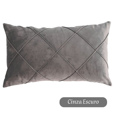 Capa Almofada Veludo Retangular Baguete 30x50 - Cinza Escuro