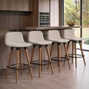 Ver imagem 2 de Kit 4 Banquetas Linea Baixa Luxo Aço Preta Assento em Linho para Cozinha Gourmet Design - Preta/Palh