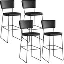 Ver imagem 1 de Kit 04 Banquetas Altas Cozinha Sala Jantar Base em Aço Fixa Allana L02 Couríssimo Preto - Lyam