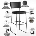 Ver imagem 4 de Kit 04 Banquetas Altas Cozinha Sala Jantar Base em Aço Fixa Allana L02 Couríssimo Preto - Lyam