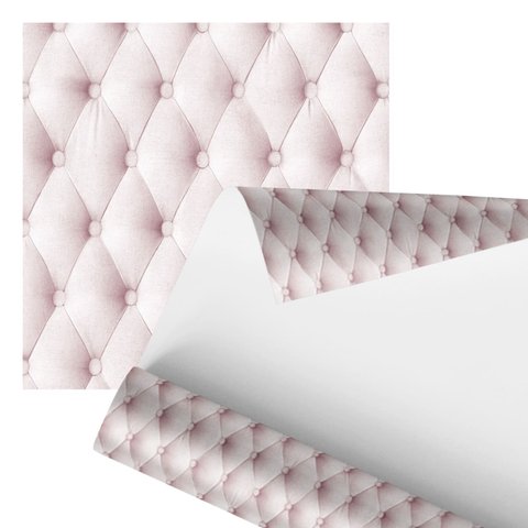 Papel de Parede Adesivo Estofado Rosa Sofá Botão 2,80m