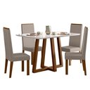 Ver imagem 1 de Sala de Jantar Mesa Retangular Livia Largha 1200x900 com Vidro e 4 Cadeiras Livia – Madeira/mdf,