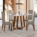 Ver imagem 5 de Sala de Jantar Mesa Retangular Livia Largha 1200x900 com Vidro e 4 Cadeiras Livia – Madeira/mdf,