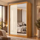 Ver imagem 6 de Guarda-Roupa Casal 100% MDF com Espelho 2 Portas Riva Cinamomo / Off White Demóbile